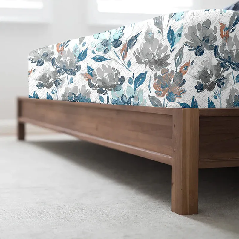 Vintage Rustica Fitted Cotton Bedsheet (Blue) - 300 TC media 9