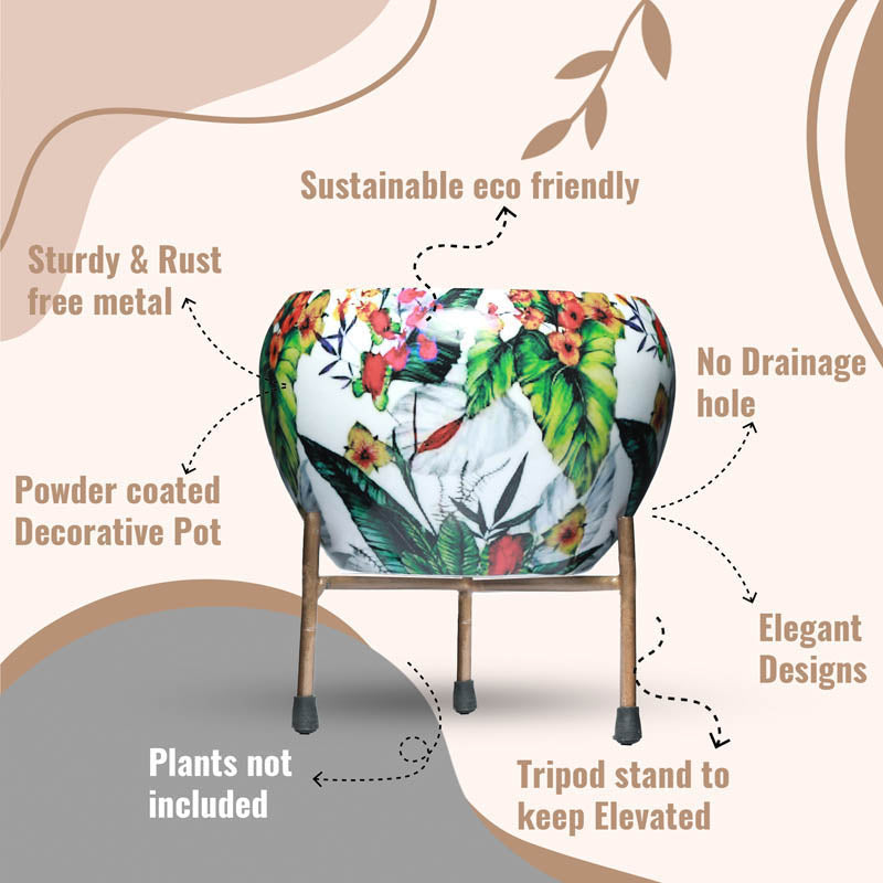 Tropical Tweet Handcrafted Planter With Stand - Four Piece Set media 6
