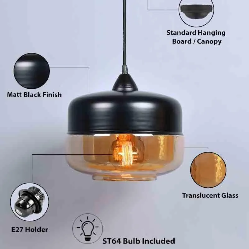 Two Worlds LED Glass Ceiling Lamp - Black media 5