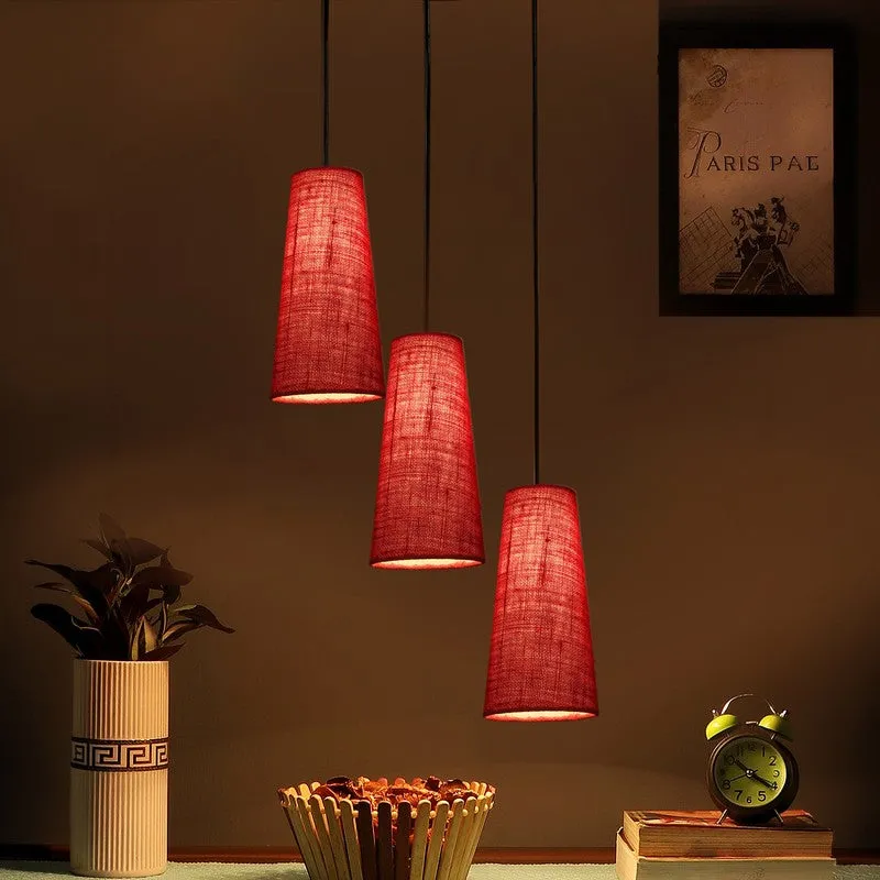 Nordic Neutral Triple Metal Ceiling Lamp - Maroon media 1
