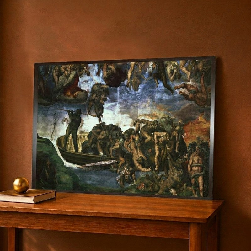 Last Judgement Detail from the Bottom Right Corner Sistine Chapel Canvas Wall Painting - 18 x 12 Inches