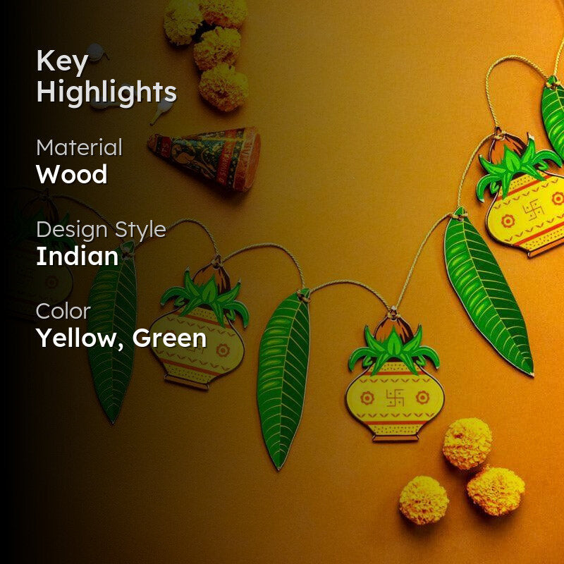 Kalash And Mango Leaf Festive Toran media 2