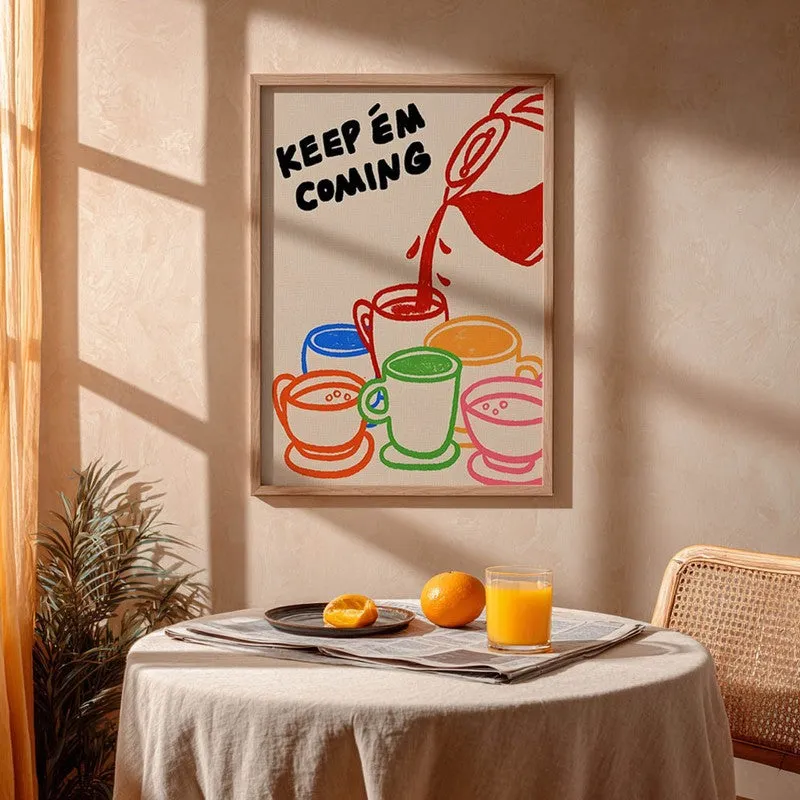 Keep'em coming Archival Canvas Wall Art - Brown media 4