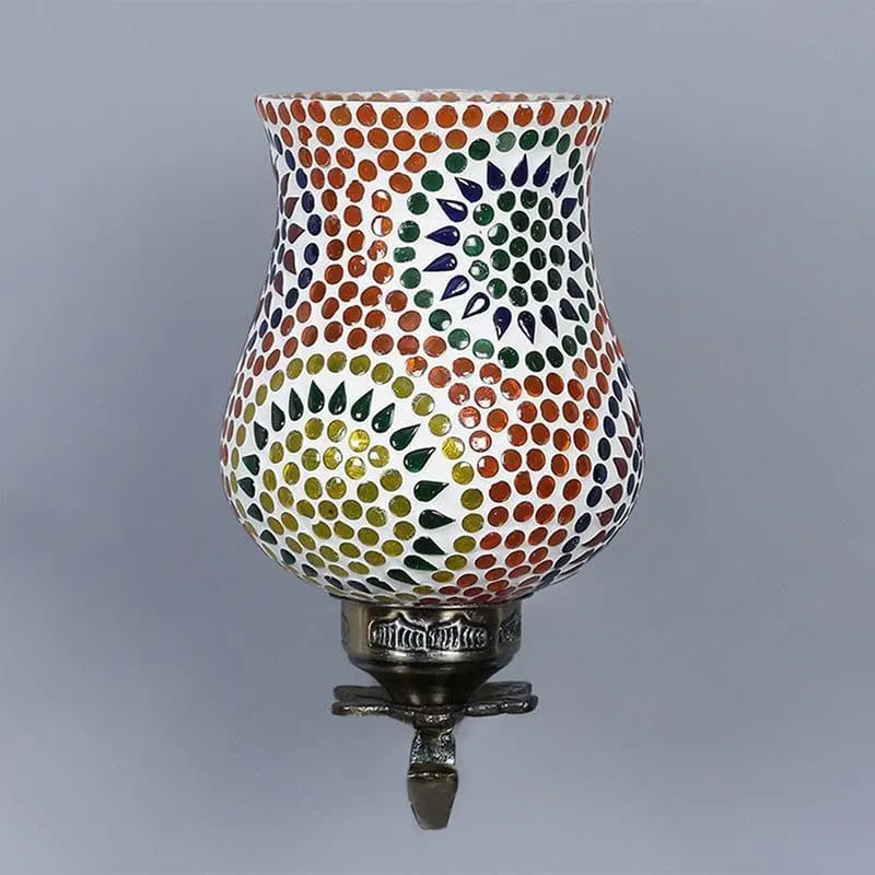 Mandala Pied Glass & Metal Wall Lamp - Multicolor media 4