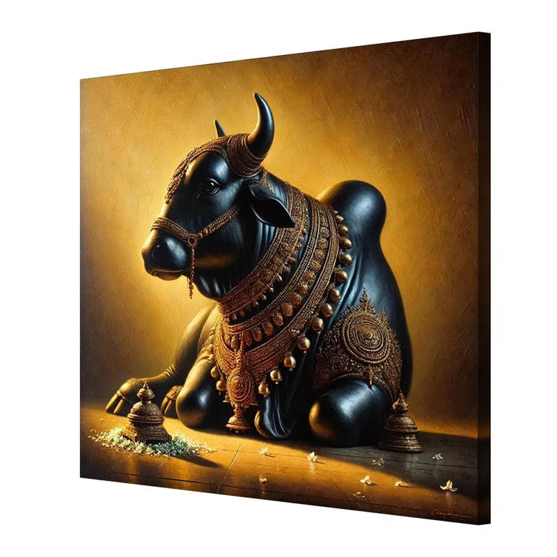 Spiritual Nandhi Wall Painting media 5