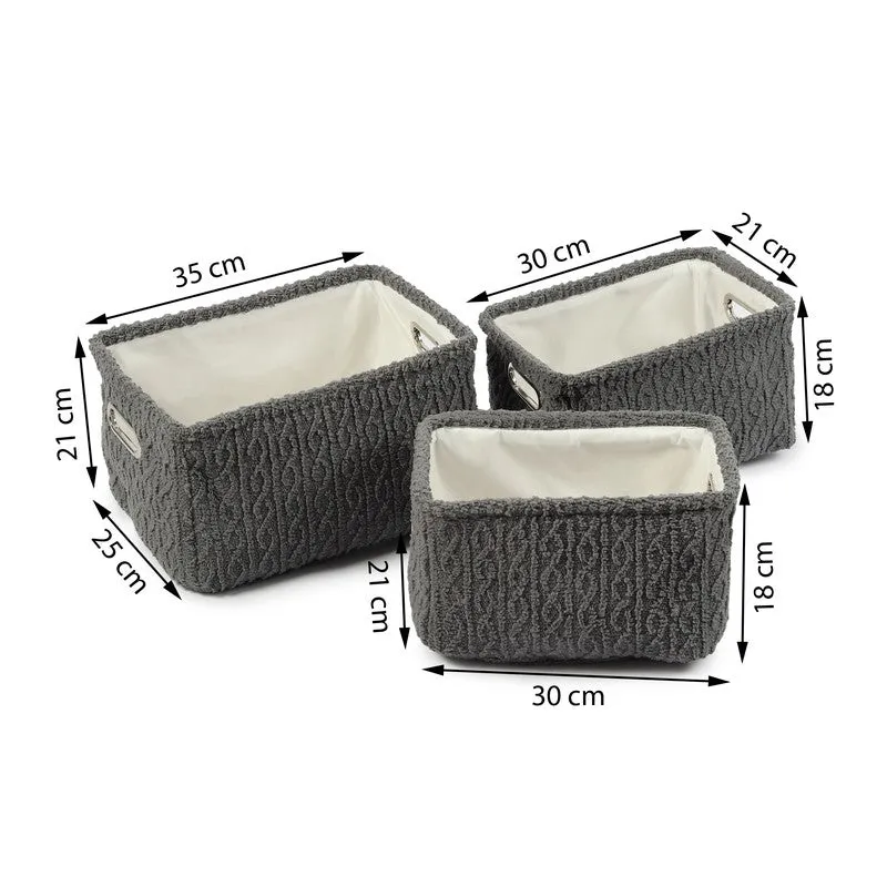 UrbanNest Fabric Storage Basket (Black) - Set Of Three media 7