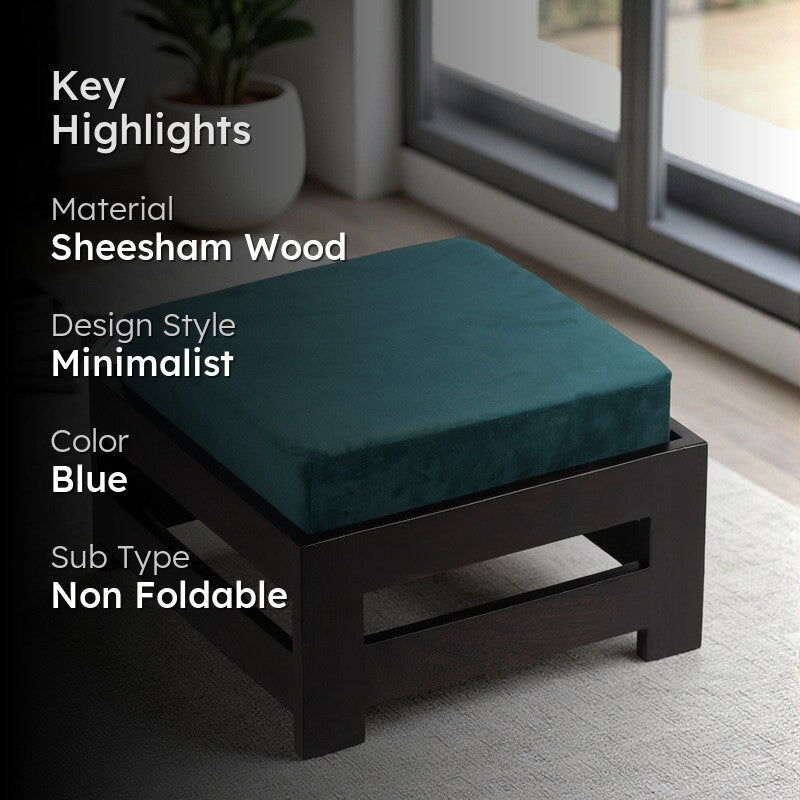 Nirox Sheesham Wooden Bench with Stool (Blue) - Two Piece Set media 2