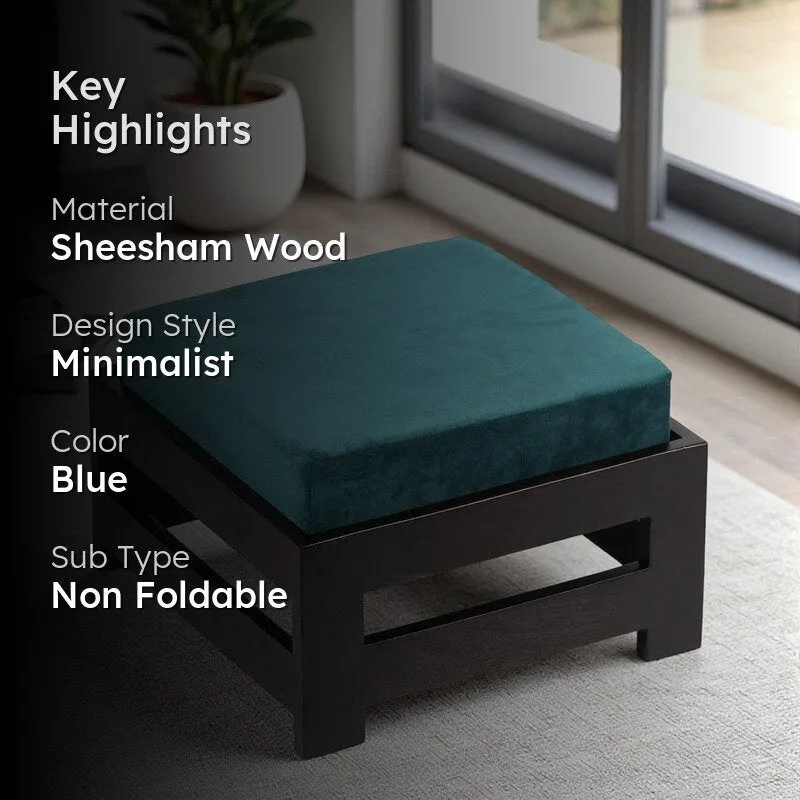 Nirox Sheesham Wooden Bench with Stool (Blue) - Two Piece Set media 2