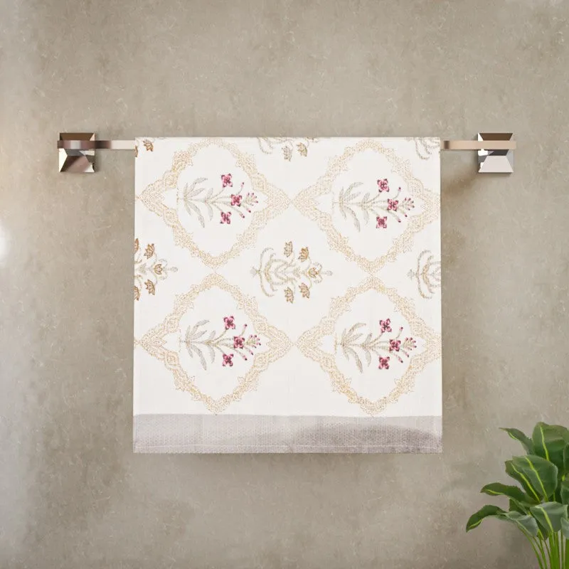 Costal Leaf Cotton Hand Towel - Sky Brown media 5