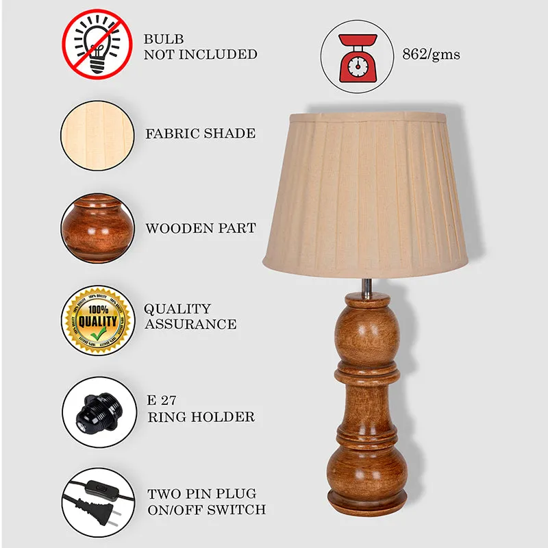 Pleated Bishop Wooden Table Lamp - Brown media 4