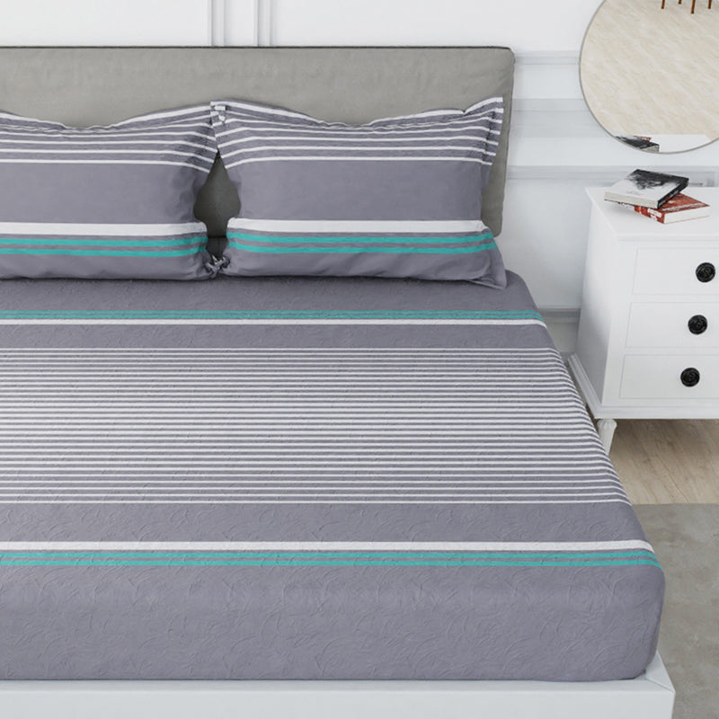 Nautica  Versailles Veil  Cotton Bedsheet (Green & Grey) - 210 TC media 4