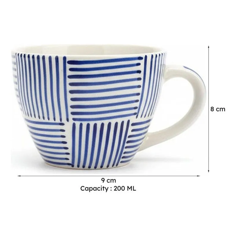 Bruna Ceramic Tea Cup (200 mL)/Blue,White) media 8