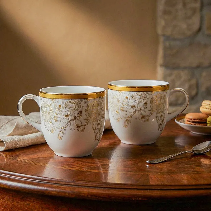 Gilded Iris Pete 24k Gold Brushed Porcelain Coffee Mug (300 mL Each/Gold) - Set Of Six media 3