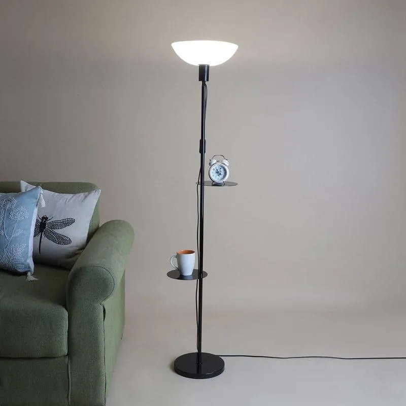 Corvina Black Floor Lamp With Shelf media 1
