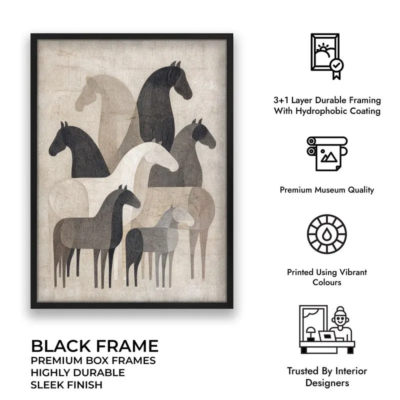 Abstract Horse Collective Wall Painting With Black Frame media 10