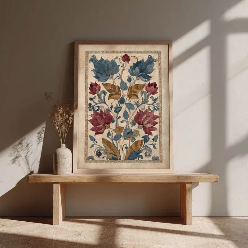 Vintage Lotus Canvas Wall Painting With Brown Frame media 8