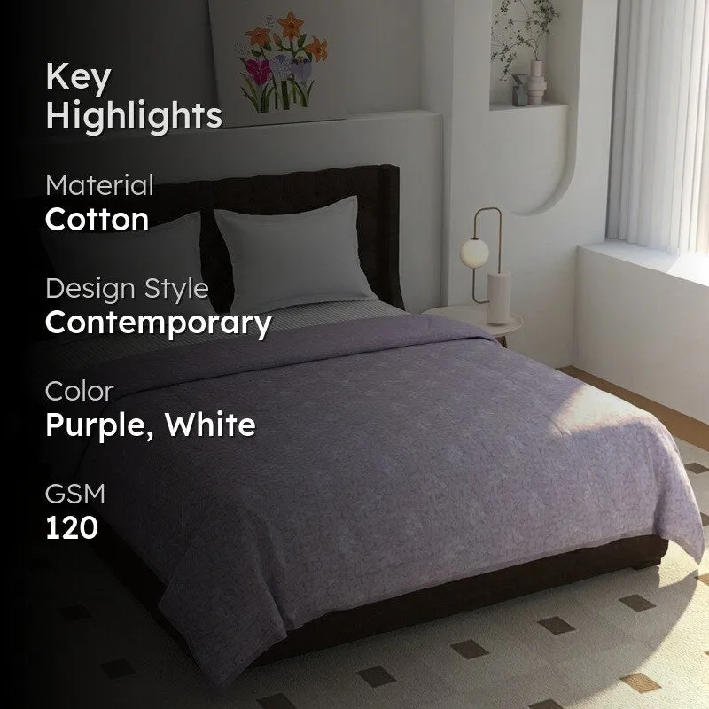 Little Petals Reversible Cotton Dohar (Purple,White) - 120 GSM media 2