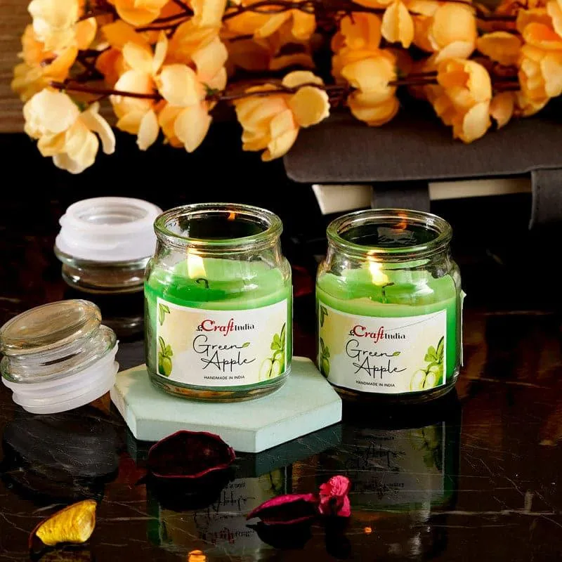 Nithya Green Apple Scented Jar Candle - Set Of Two media 3