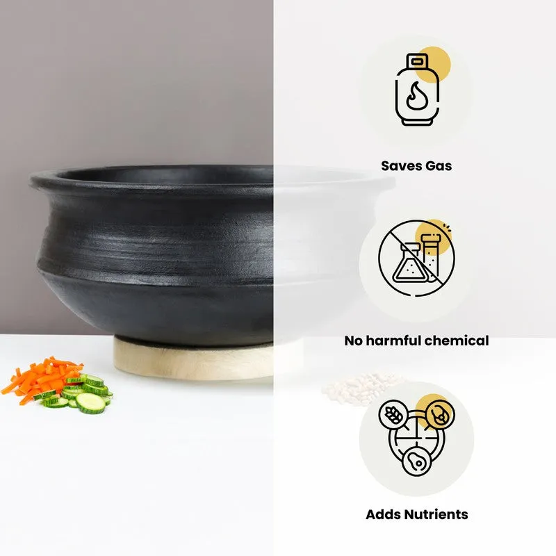 Kalinaw Biriyani Clay Pot Black 3000 mL / 10 Inches media 5