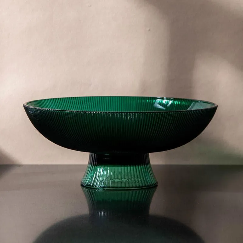 Ribbed Glass Fruit Bowls - Green media 3