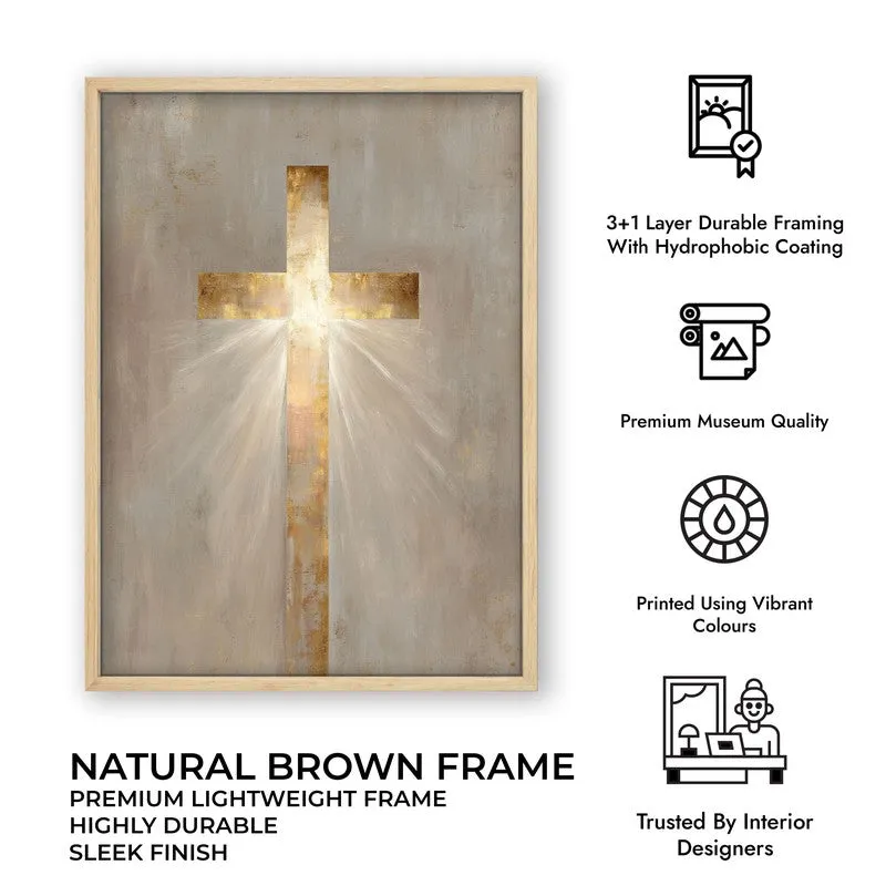 Cross of Faith Wall Painting With Brown Frame media 7