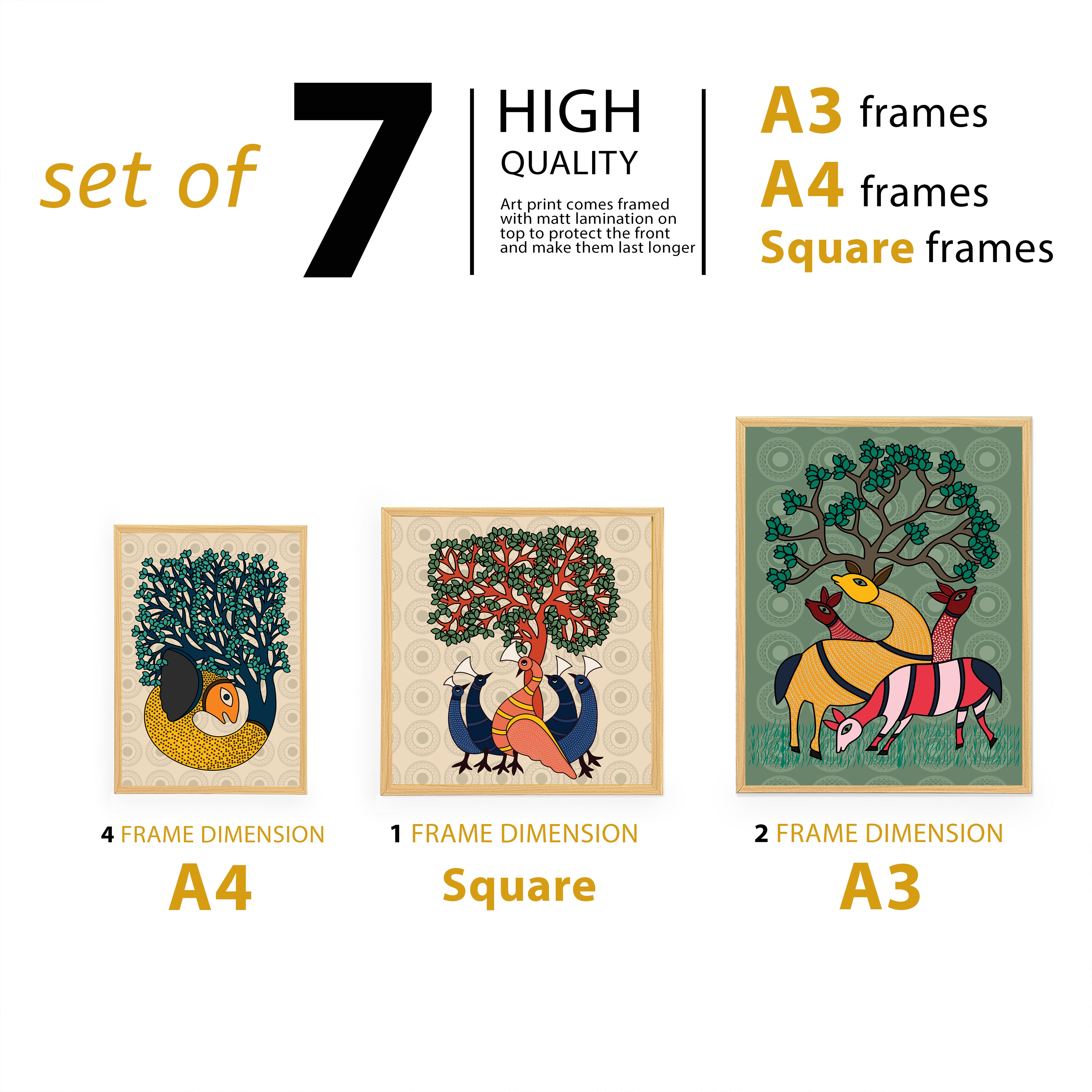 Nature Rhythm Paper Wall Painting - Set Of Seven media 4