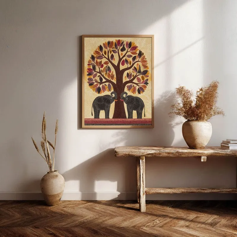 Aranya Canvas Wall Painting With Brown Frame media 1