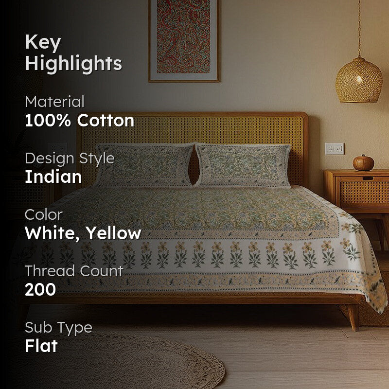 Urban Space Prakriti Pure Cotton Bedsheet (Brown) - 200 TC media 2
