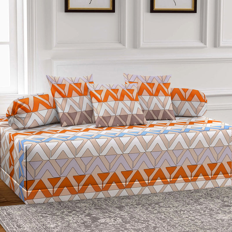Earthy Chevron Diwan Set - Six Piece Set