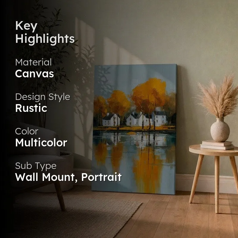 Golden Trees Reflection Canvas Wall Art media 2