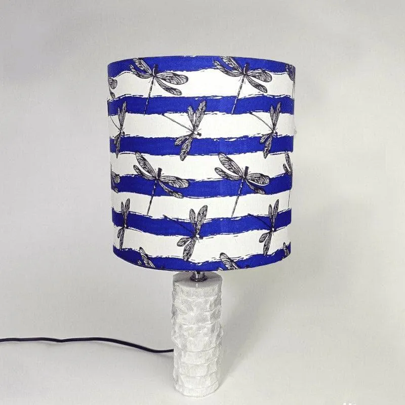 Dragonfly Buzz Scuplt Hand Crafted Fabric Table Lamp - Blue,White media 4