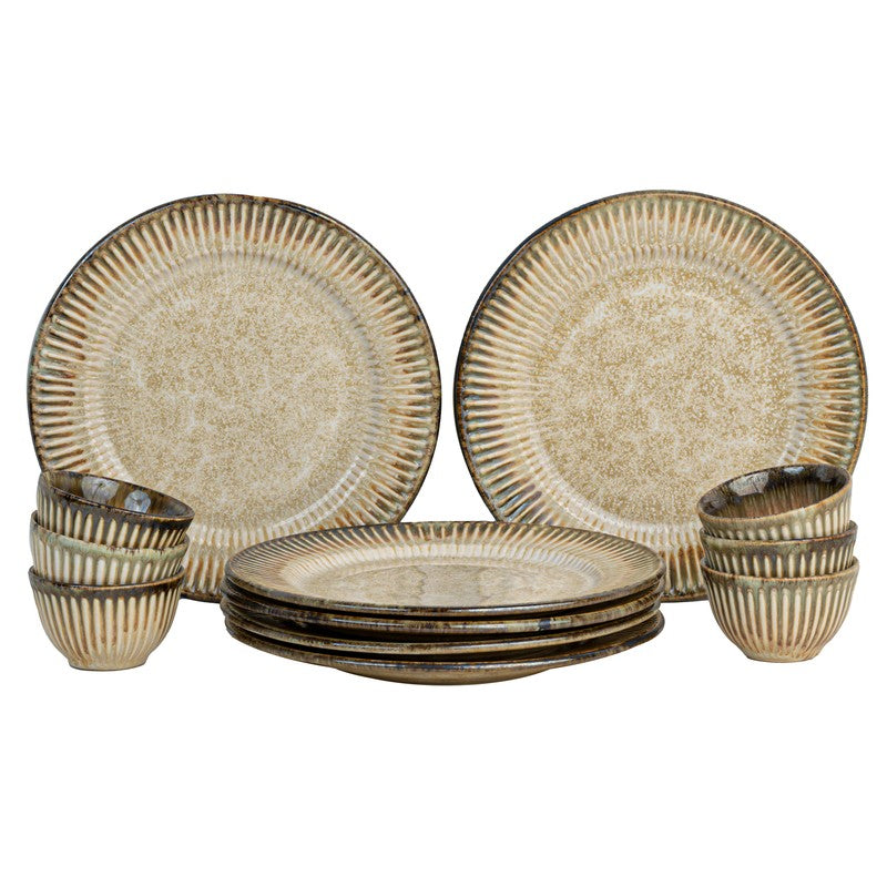 Mintora Beige Ceramic Dinner Set - 12 Piece Set media 3