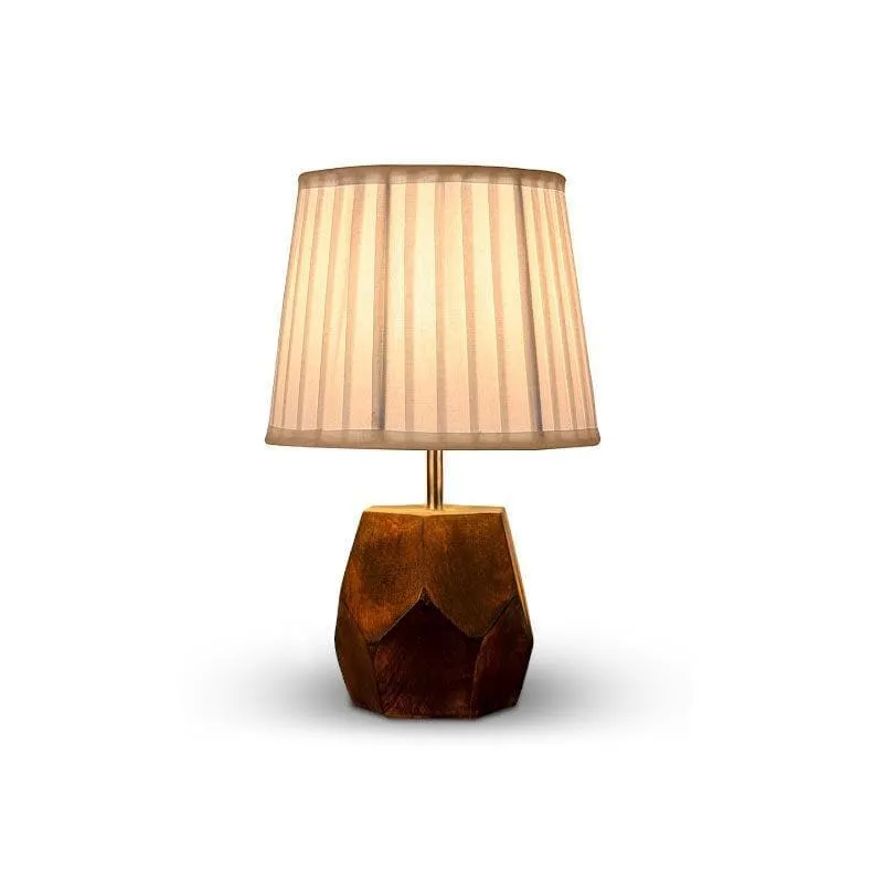 Illeana Pleated Hexa Dome Fabric Table Lamp - White,Brown media 4