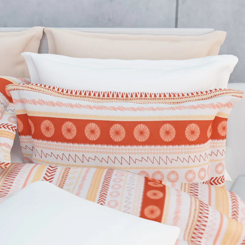 Florelle Strips Cotton Bedsheet (Orange) - 144 TC media 9