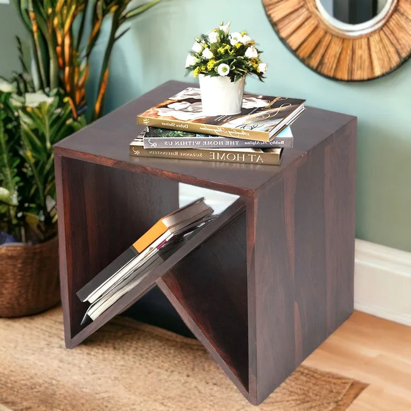 Averox Sheesham Wooden Side & Bedside Table - Deep Brown media 3
