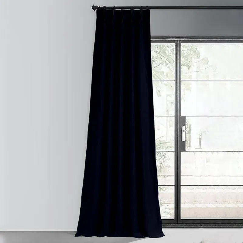 Noir Triple Pinch Pleat Blackout Curtain - Navy Blue media 1