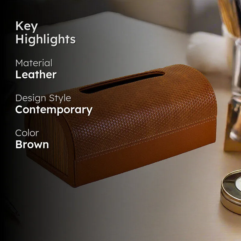 Tishue Faux Leather Tissue Box - Tan media 2