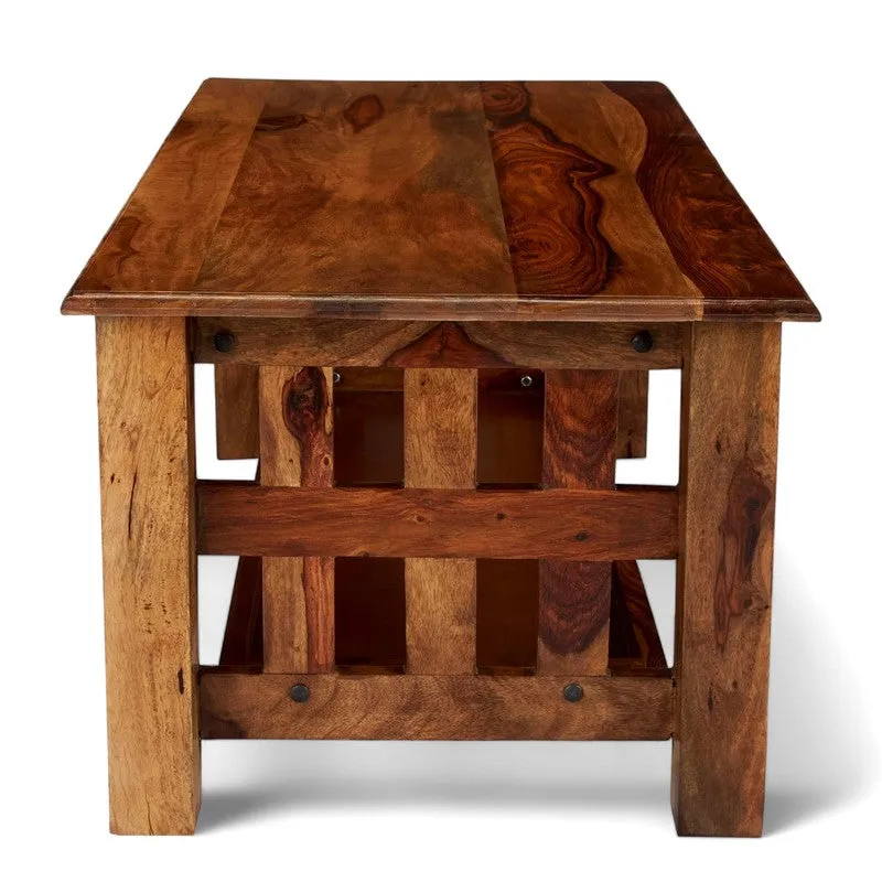 Brenox Sheesham Wooden Center Table - Brown media 5