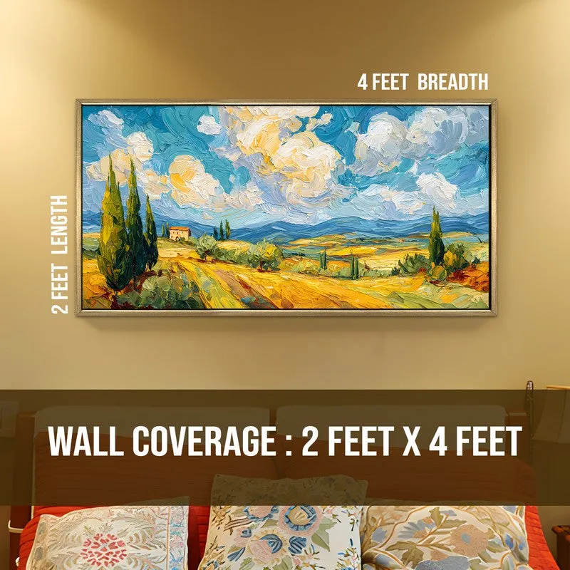 Sunlit Expanse Canvas Wall Painting With Frame media 8