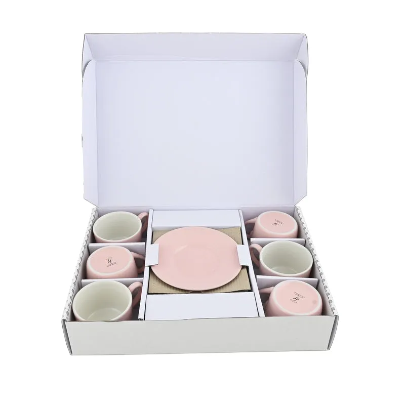 MochaMuse Cup & Saucer (Pink/190 mL Each) - Set of Six - 3