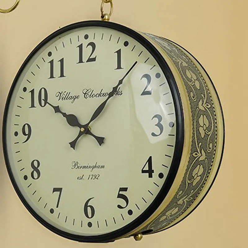 Numaera Double Sided Vintage Station Clock - Gold media 5