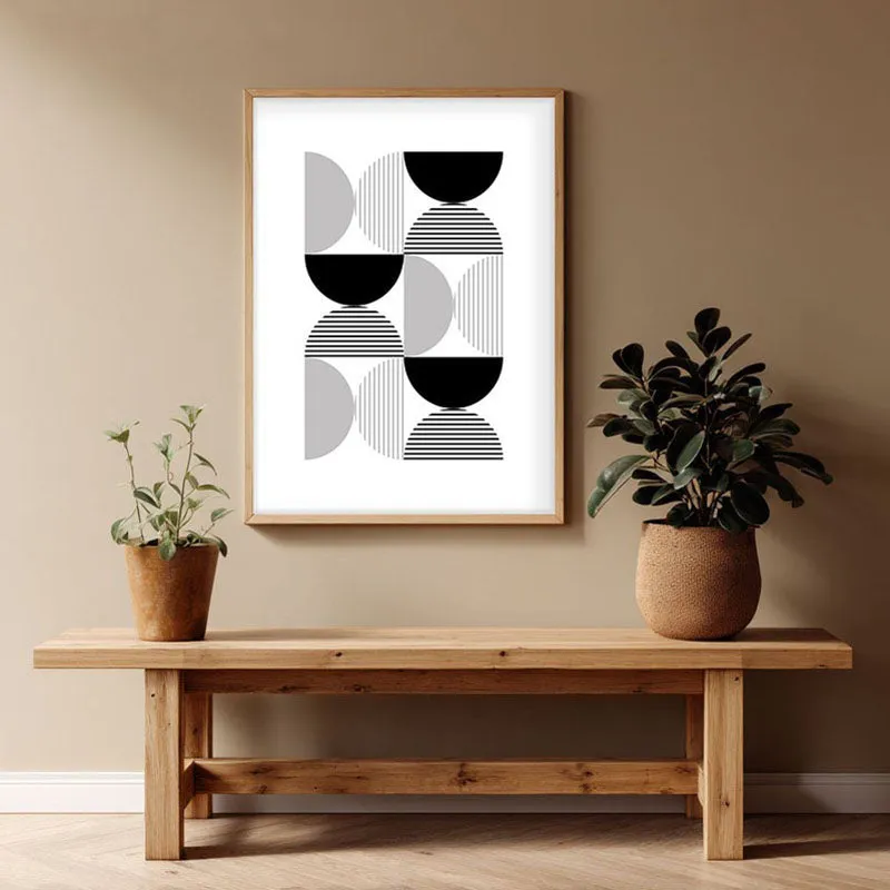 Charcoal Echoes Framed Canvas Archival Canvas Wall Painting - Natural Brown Frame media 1