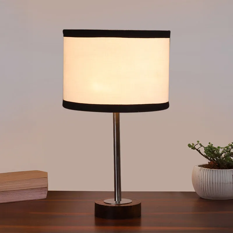 Cotin I Stripe Rodin Wooden Table Lamp - White,Silver,Brown media 2