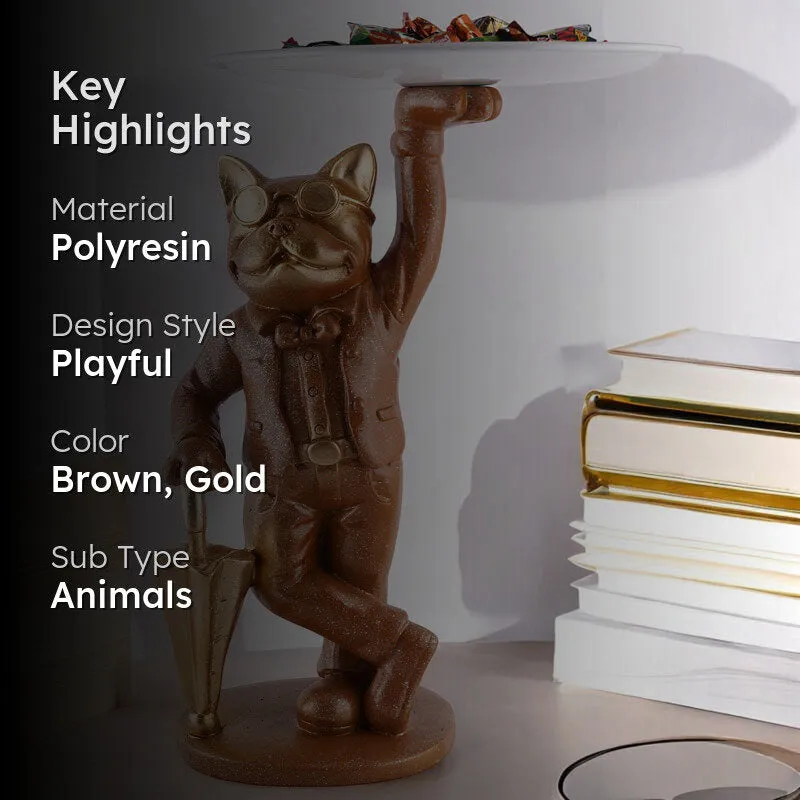 Dapper Cat Painted Polyresin Show Piece - Brown media 2