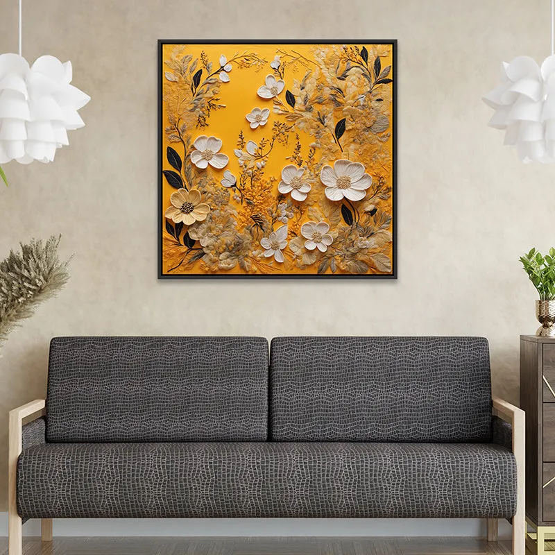 Blooms Of Desert Canvas Wall Painting With Frame - Black media 4