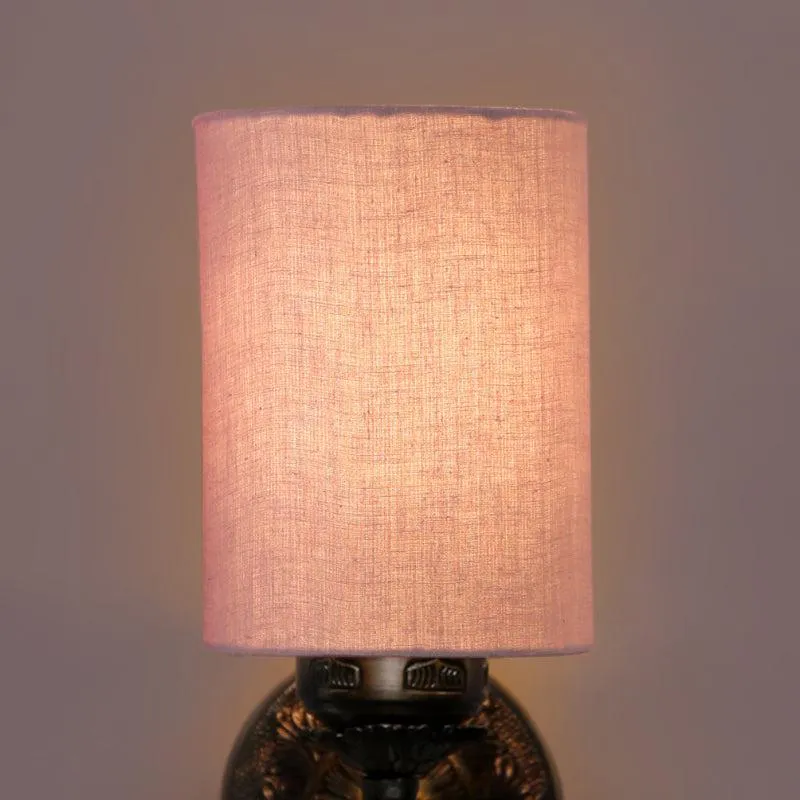 Amro Retro Cylindrical Fabric & Metal Wall Lamp - Grey media 3