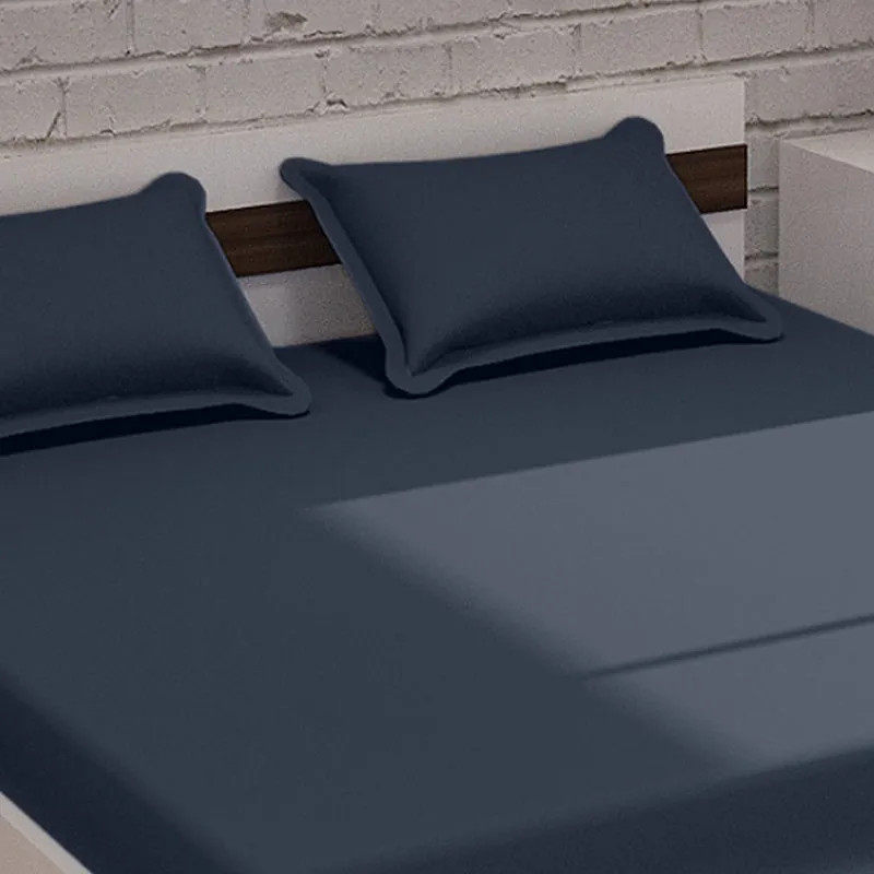 Moonweave Solid Cotton Bedsheet (Ice Blue) - 400 TC media 4