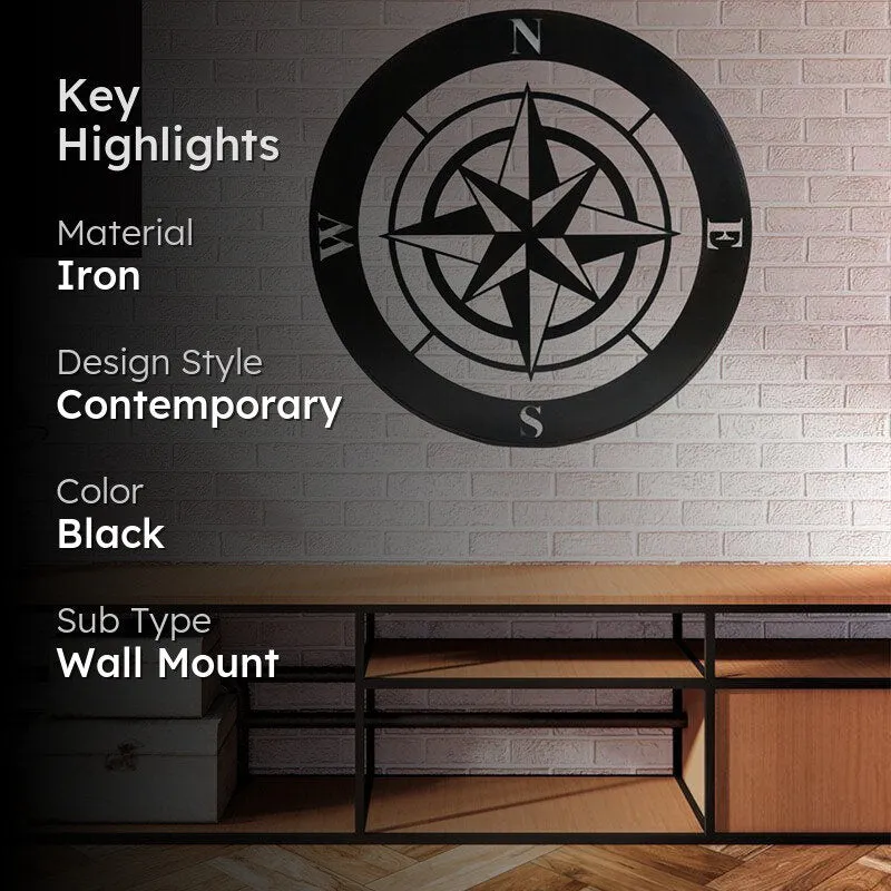 Compass Black Iron Wall Accent media 2