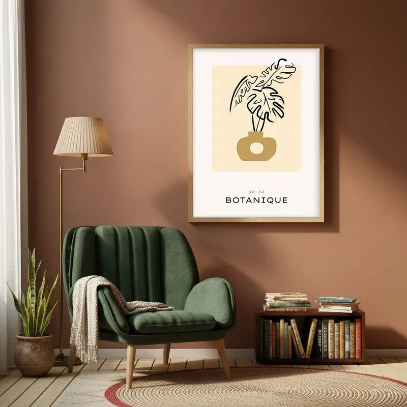 Tropical Stillness Canvas Wall Painting With Brown Frame media 1