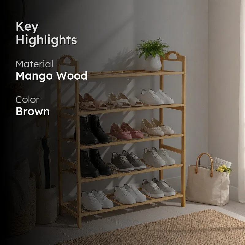 Rustic Mango Wood Shoe Rack media 2